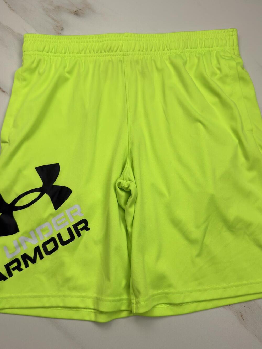 Under Armour Neon Yellow Logo Shorts - Boys XL